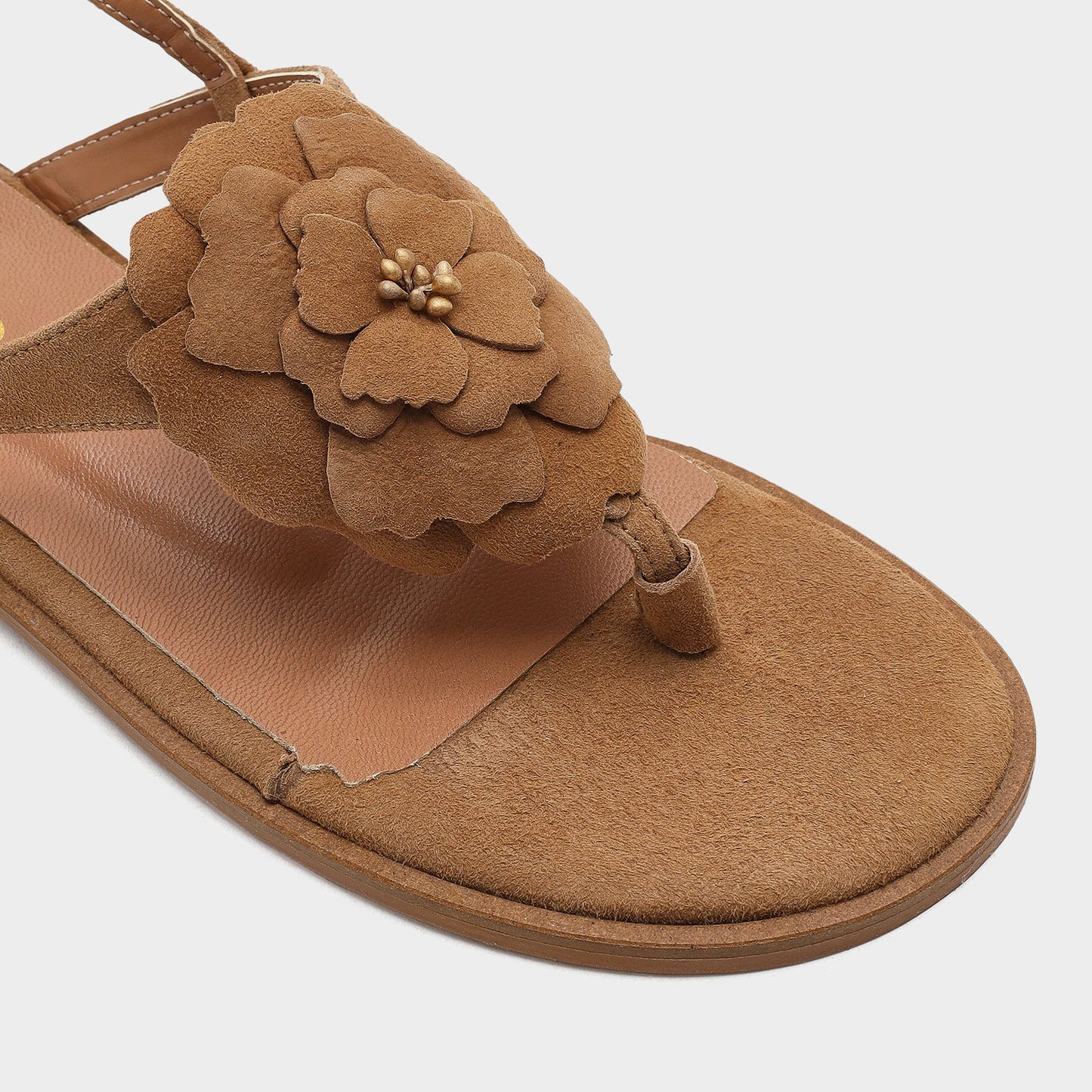 Kadın Bej Düz Sandalet-6