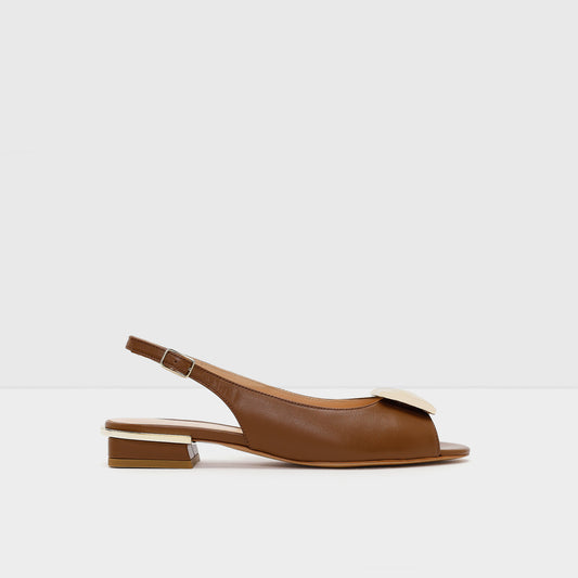 Kadın Bej Arkası Açık Topuklu Ayakkabı-1