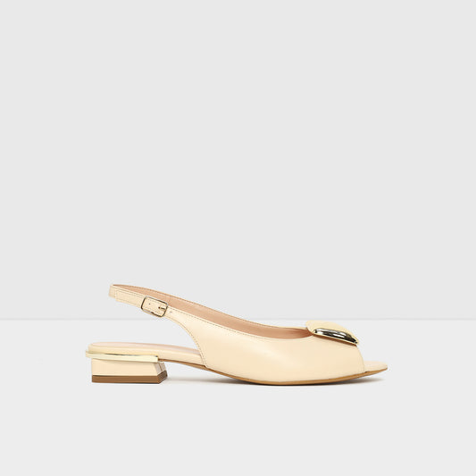 Kadın Ekru Arkası Açık Topuklu Ayakkabı-1