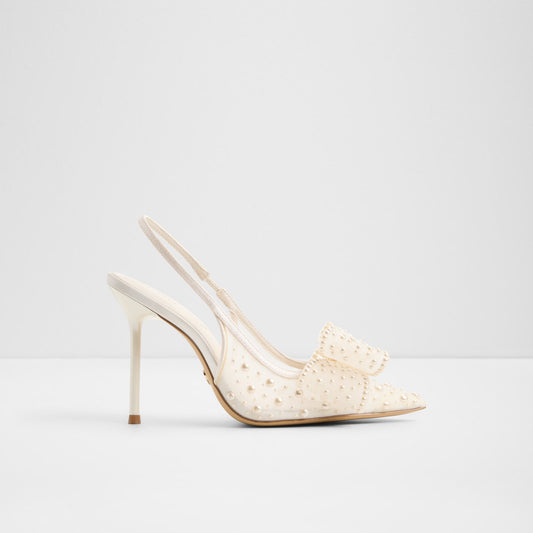 Kadın Beyaz Arkası Açık Topuklu Ayakkabı-1