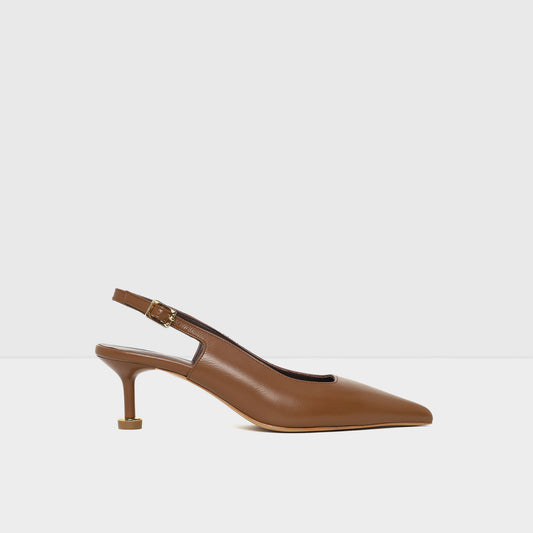 Kadın Bej Arkası Açık Topuklu Ayakkabı-1