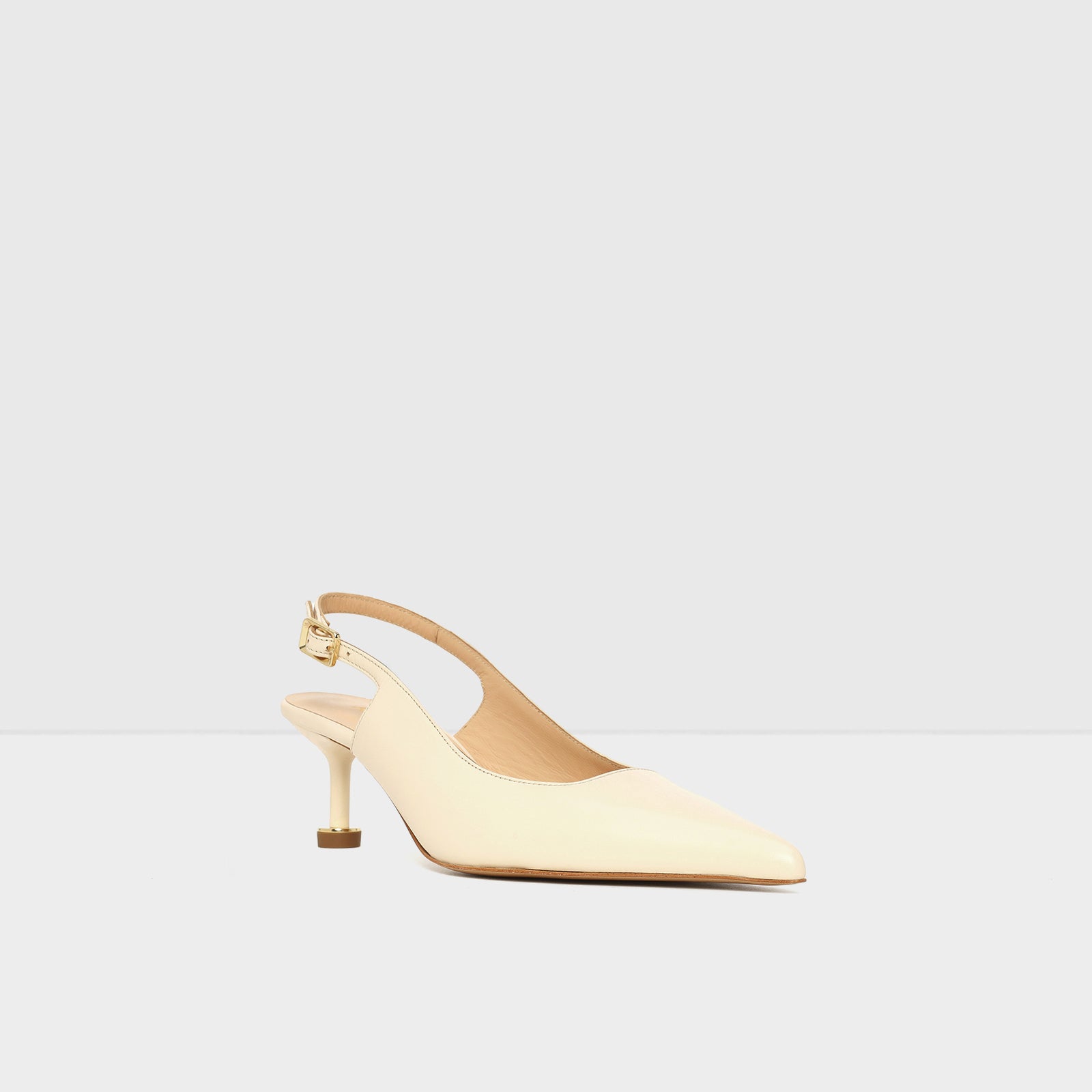 Kadın Ekru Arkası Açık Topuklu Ayakkabı-4