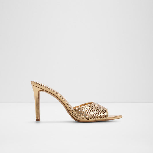Kadın Gold Rengi Topuklu Terlik-1