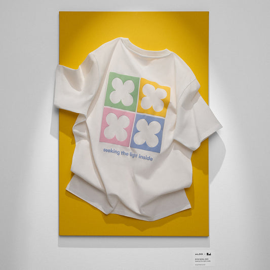 HYPERTMC02 Unisex Beyaz Çiçek Desenli Tişört