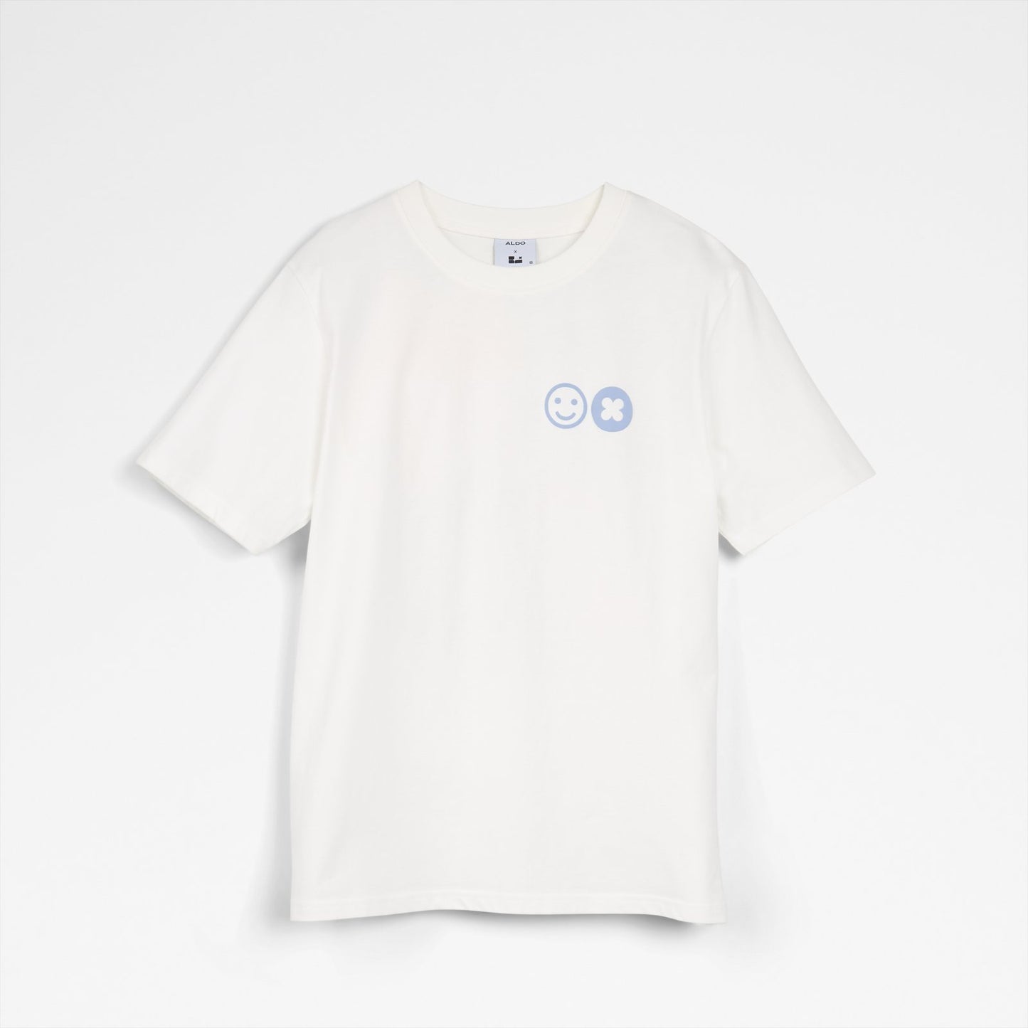 Unisex Beyaz Çiçek Desenli Tişört-1