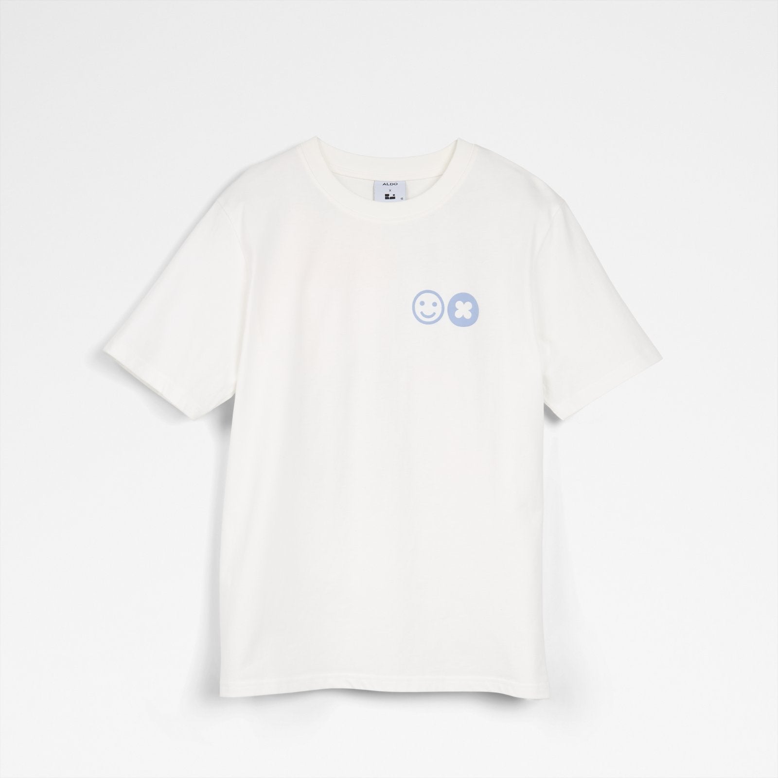 Unisex Beyaz Çiçek Desenli Tişört-1