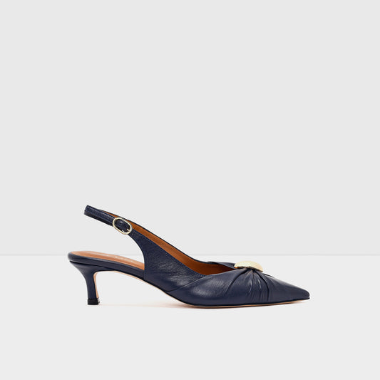 Kadın Lacivert Arkası Açık Topuklu Ayakkabı-1