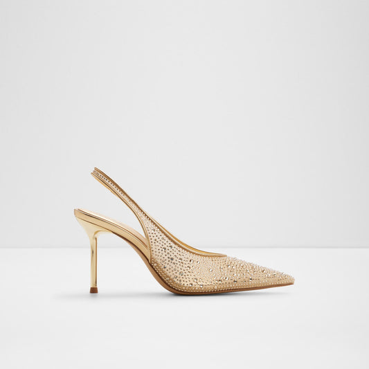 Kadın Gold Arkası Açık Topuklu Ayakkabı-1
