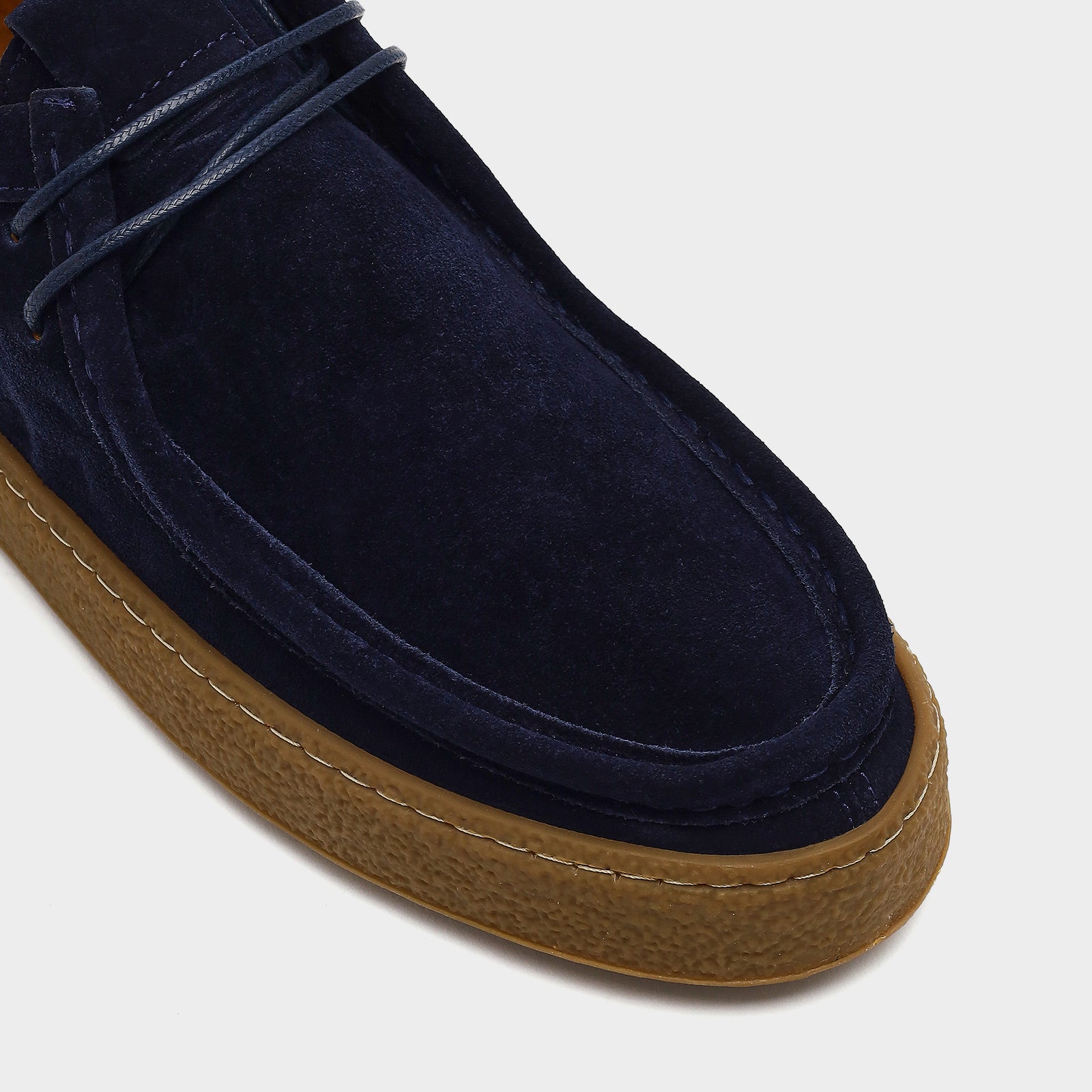 Hakiki Deri Bej Erkek Lacivert Loafer-5