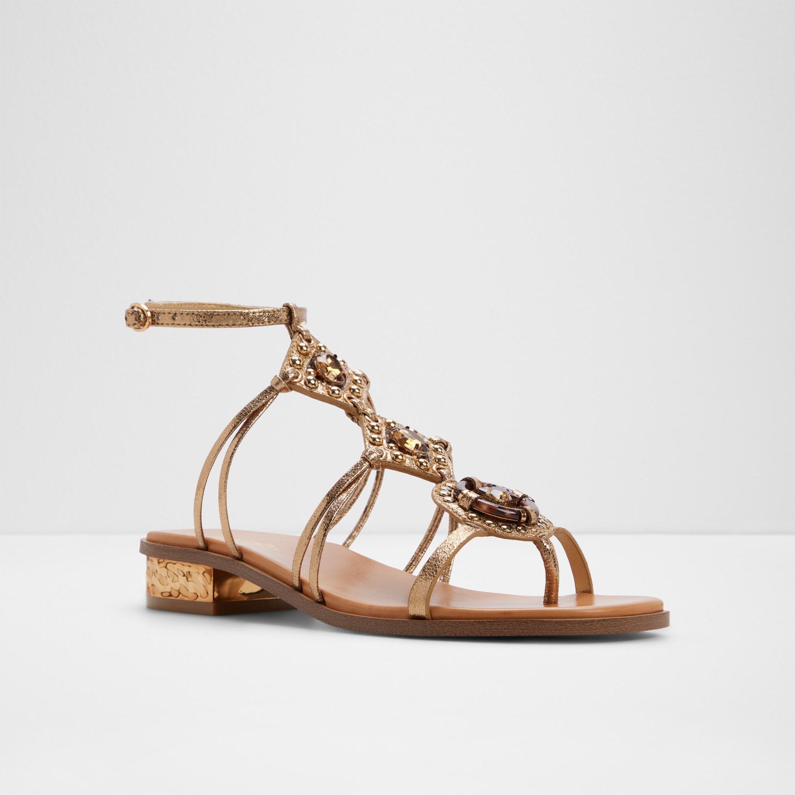 Kadın Gold Rengi Düz Sandalet-4