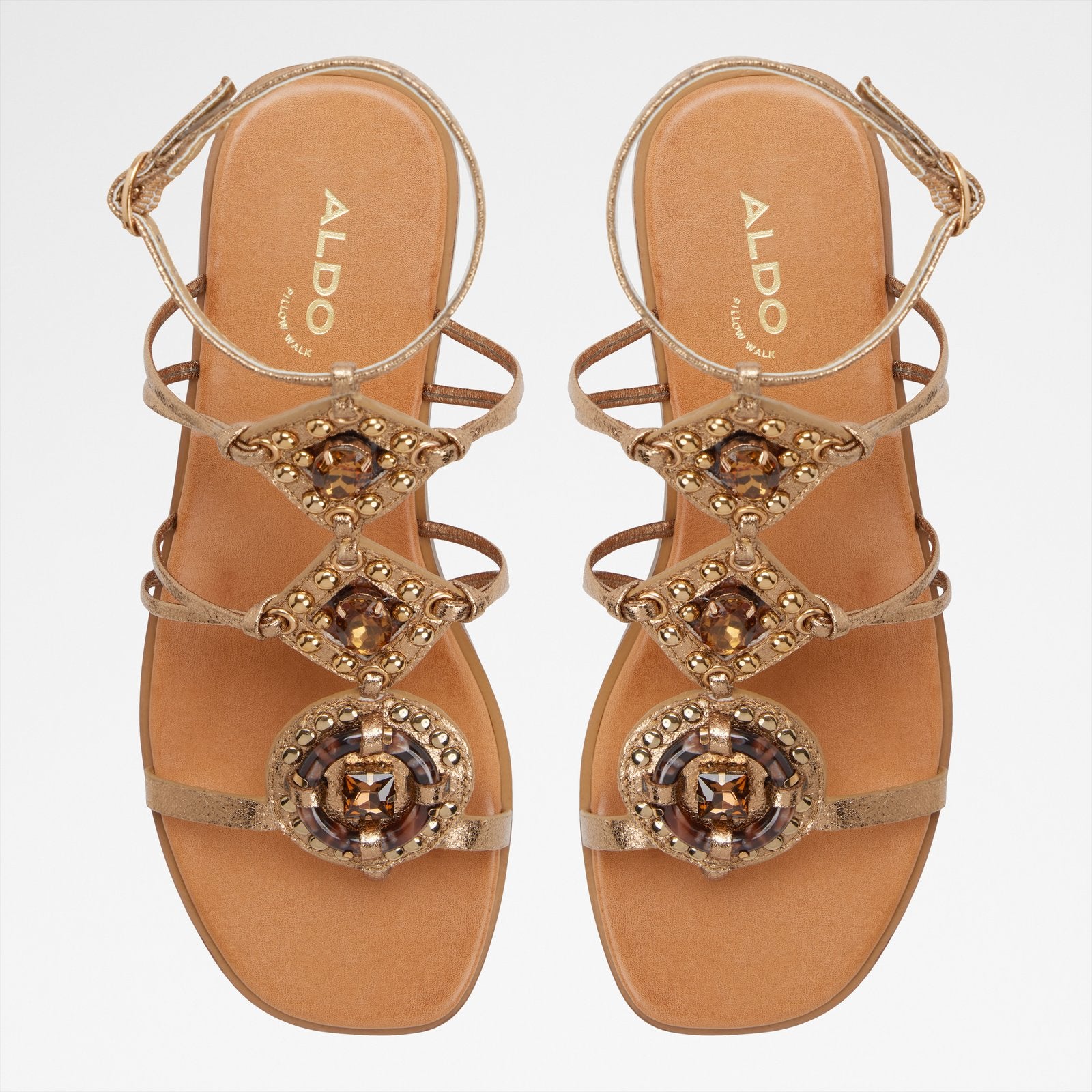 Kadın Gold Rengi Düz Sandalet-6