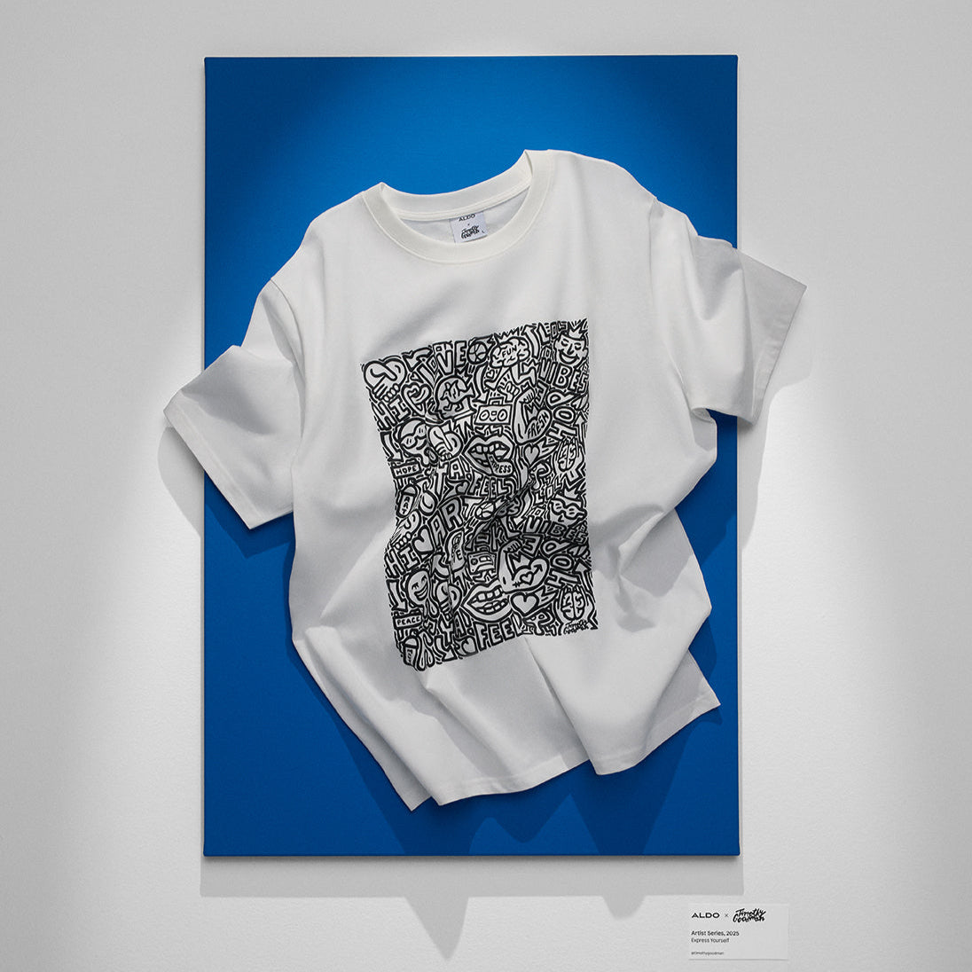 TGOODMAN02 Unisex Beyaz Karalama Desenli Tişört