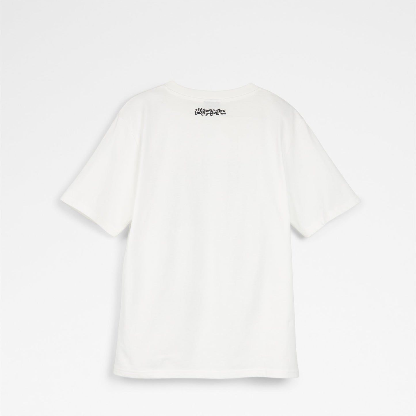 Unisex Beyaz Karalama Desenli Tişört-2