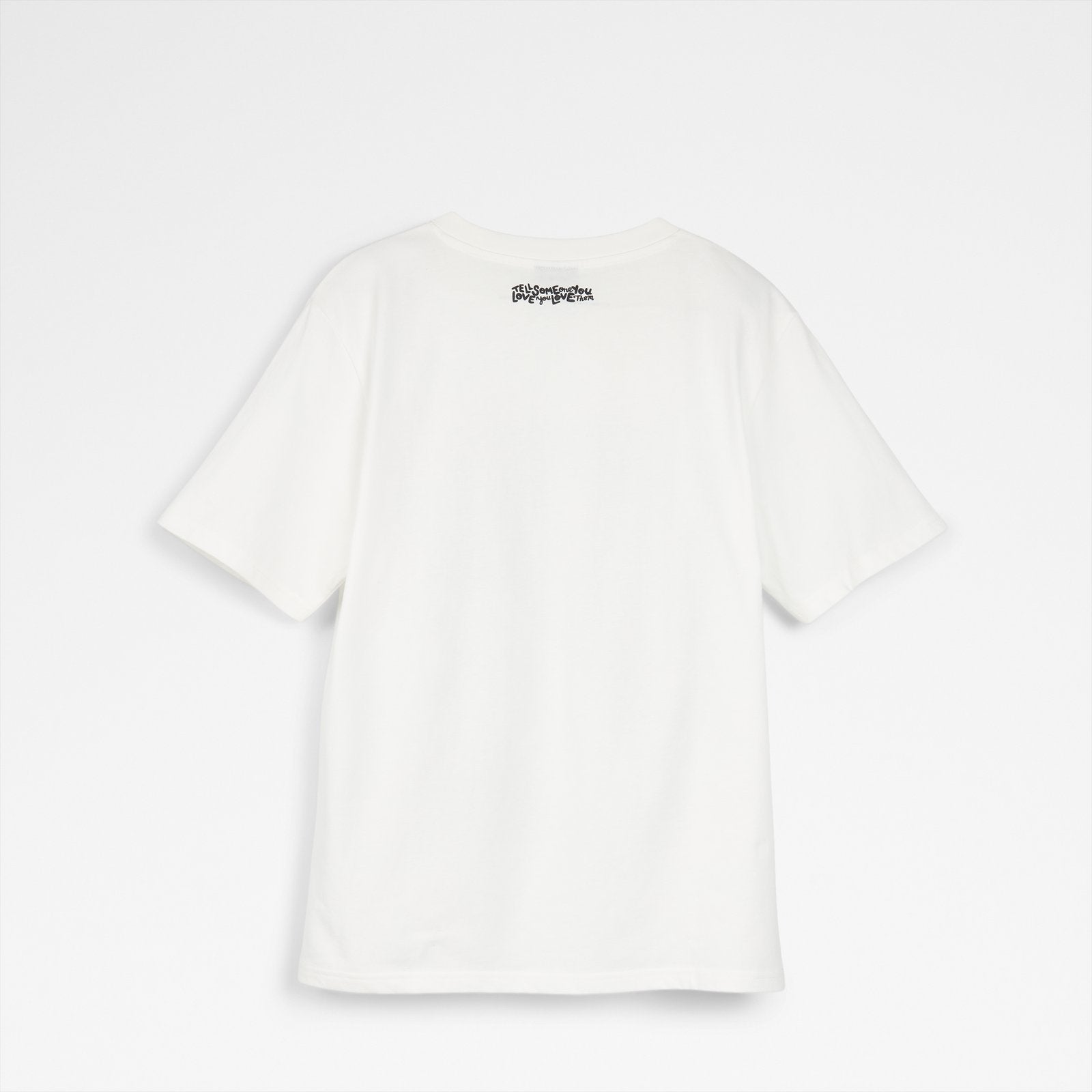 Unisex Beyaz Karalama Desenli Tişört-2